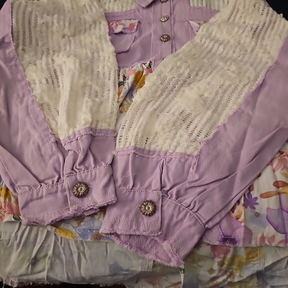 POL Lavender and Cream Jean Jacket - Picture 1 of 5
